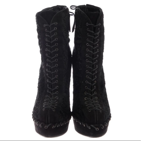 $1450 ALAÏA Ponyhair Platform Booties. - Picture 2 of 4